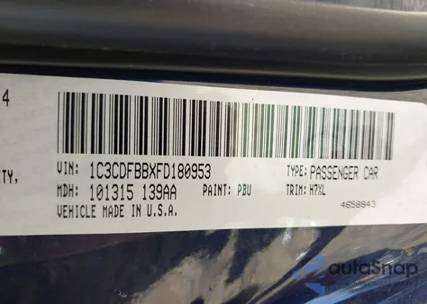 2015 Dodge Dart Sxt z USA, uszkodzony, nr VIN 1C3CDFBBXFD180953